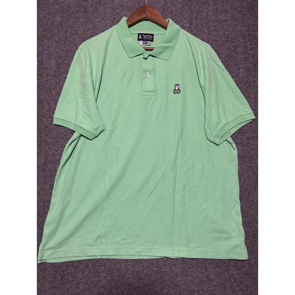 Psycho bunny polo shirt mens green logo pima cotton size 7 preppy - Picture 2 of 8